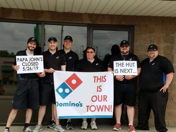 Dominos Pizza flexing on our Papa Johns in my home town