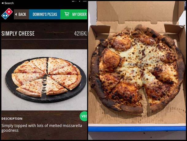 Dominos simply cheese pizza