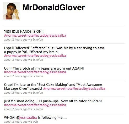 Donald Glover Childish Gambino Realizes Jessica Alba is Following Him on Twitter