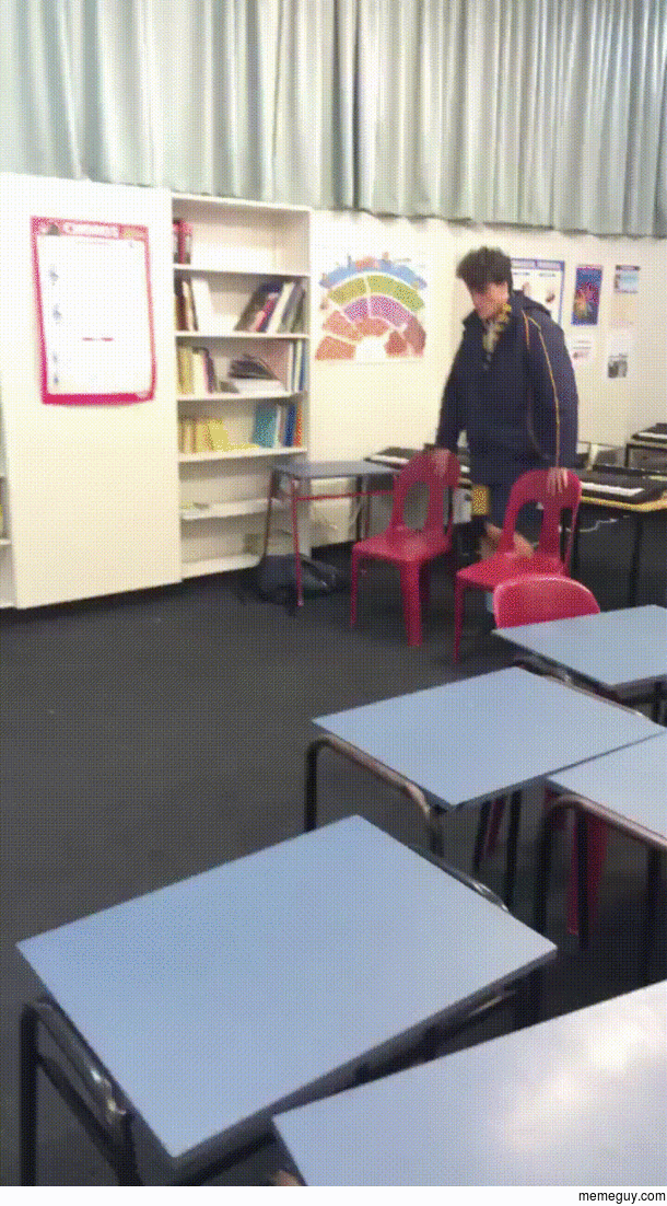 Double chair flipping with a bounce