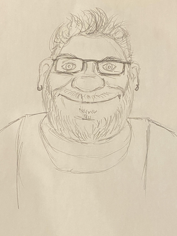 Drew a picture of Shrek for my kids and then for some reason decided to turn it into a drawing of me as Shrek and now I hate myself