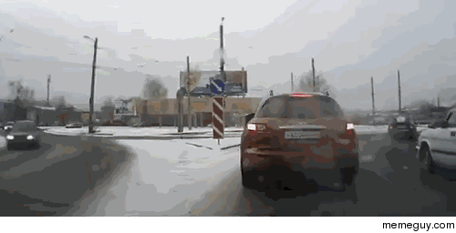 Driver helping an old lady cross the street