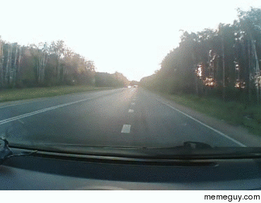 Driver pushes cop car off the road in Russia