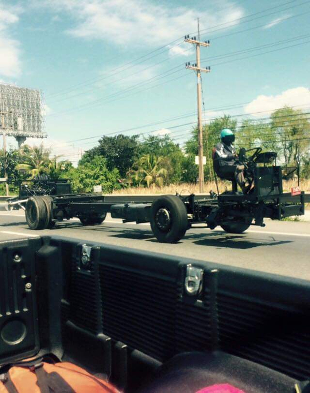 Driving a Bus Chassis on the road 