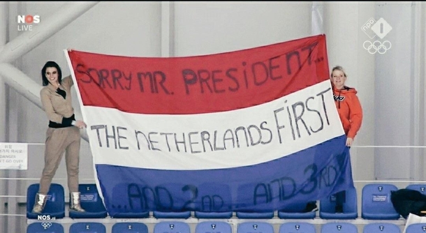 Dutch flag after The Netherlands won st nd and rd at the olympic games