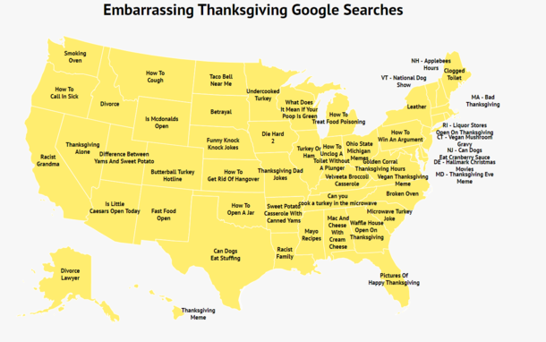Each of the States Top Google Searches for Thanksgiving 