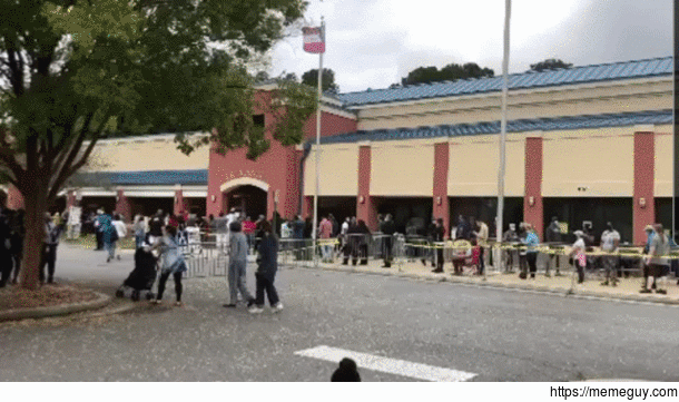 Early voting has started in Georgia today Here is the current state of the line in Cobb County Georgia for someone who has waited over  hours and is still waiting to cast their vote