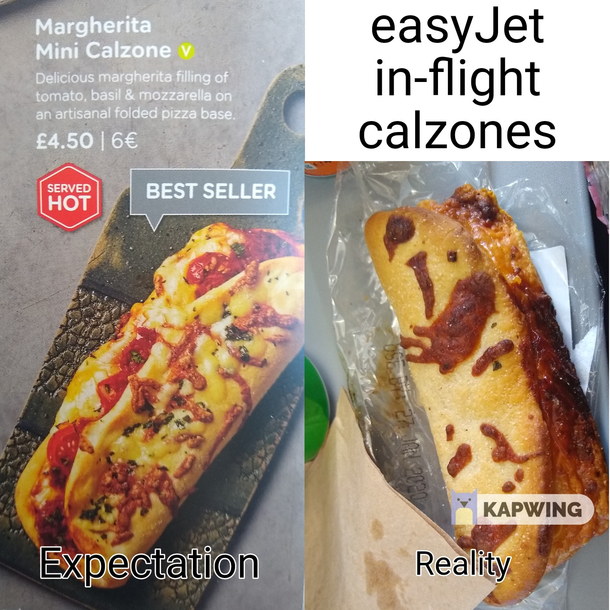 easyJet in-flight calzones - absolutely NOT a stunning culinary innovation