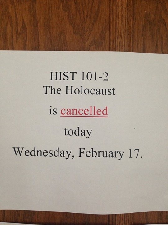 Either class was cancelled or a horrible crisis has been averted