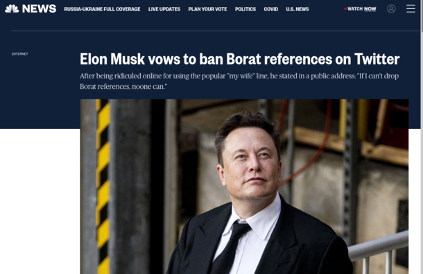 Elon Musk banning Borat jokes