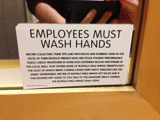Employees must wash hands at Buffalo Wild Wings