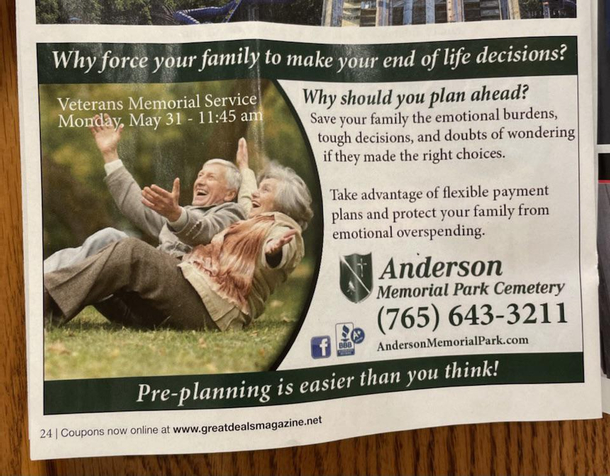 Enjoying their own gravesites ahead of time