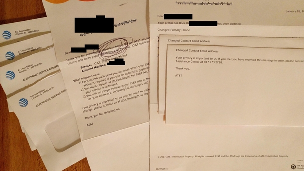 Enrolled in paperless billing with ATampT Naturally they immediately sent me four letters