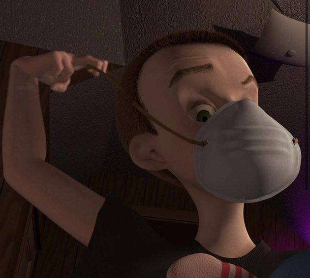 Even Sid Phillips the villainous child from Toy Story can wear a mask properly