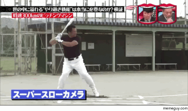 Ex Japanese ballplayer tries to hit a  mph fastball