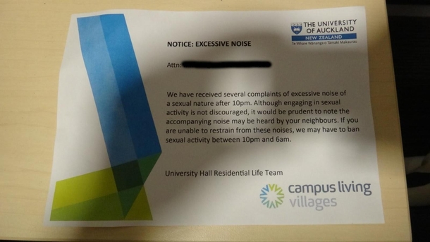 Excessive noise of a sexual nature - University of Auckland