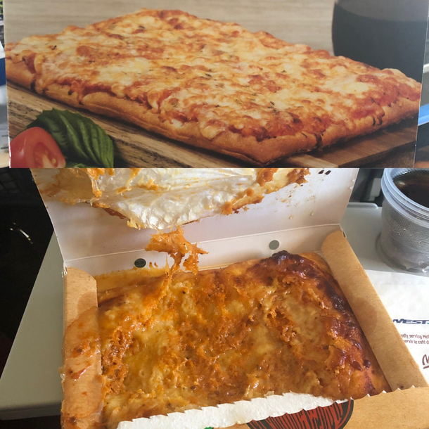 Expectation vs reality - airplane pizza 