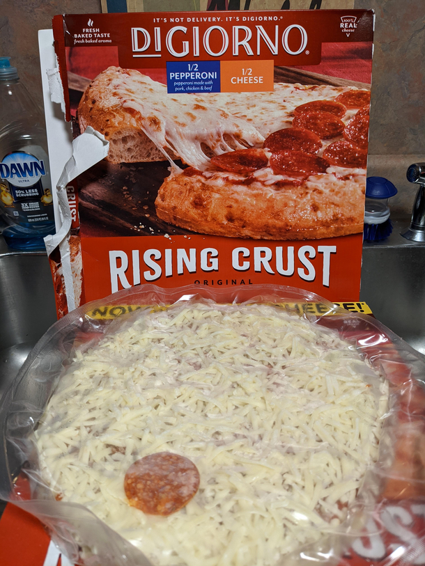 Expected half but ended up with the whole pepperoni
