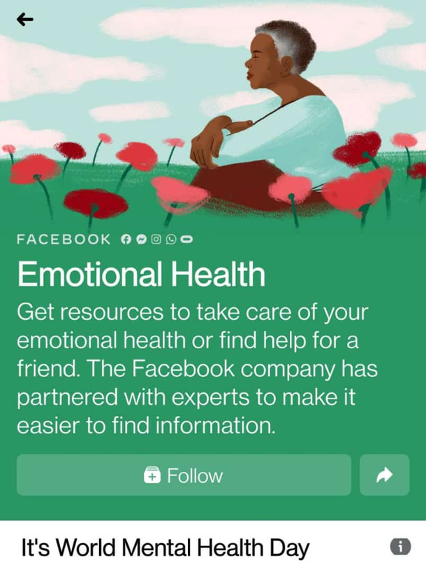 Facebook talking about emotional health has to be the funniest thing today