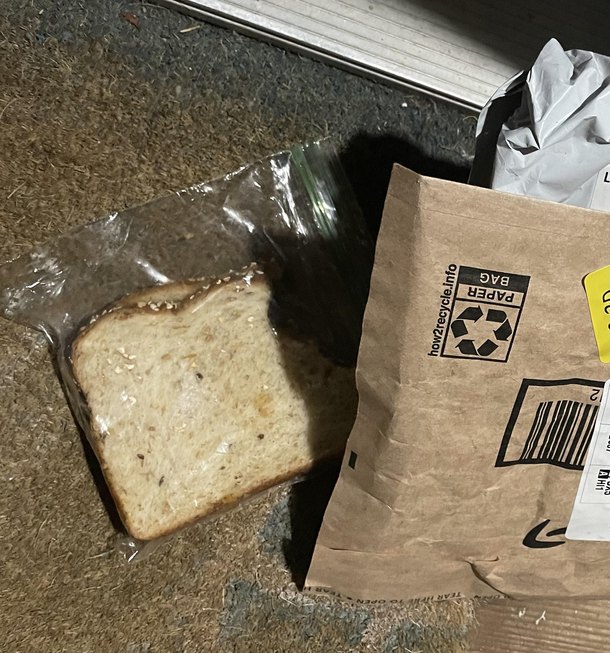 Feeling bad for our Amazon driver who apparently accidentally delivered their sandwich to us