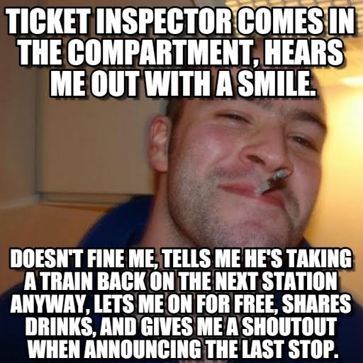 Fell asleep on the train and missed my stop Met the best inspector ever