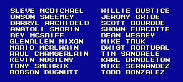 Fighting Baseball for Super Famicom Some Japanese guy had to come up with a whole league of fake American names