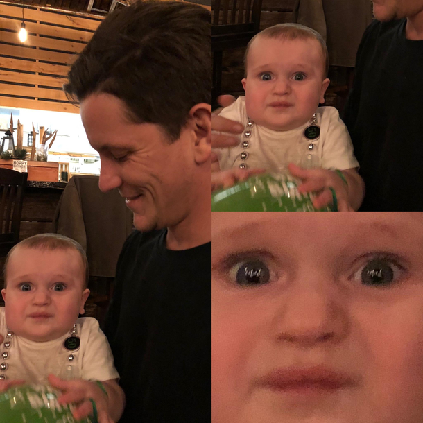 First time holding my little cousin He wasnt a fan