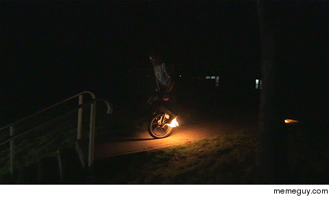 Flaming Unicycle Rail Grind