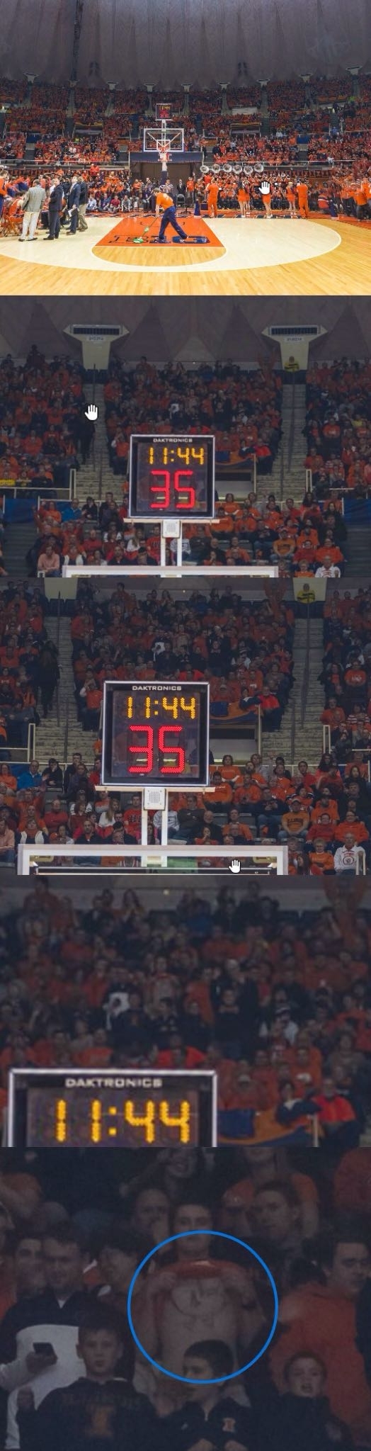 Flashing at a basketball game