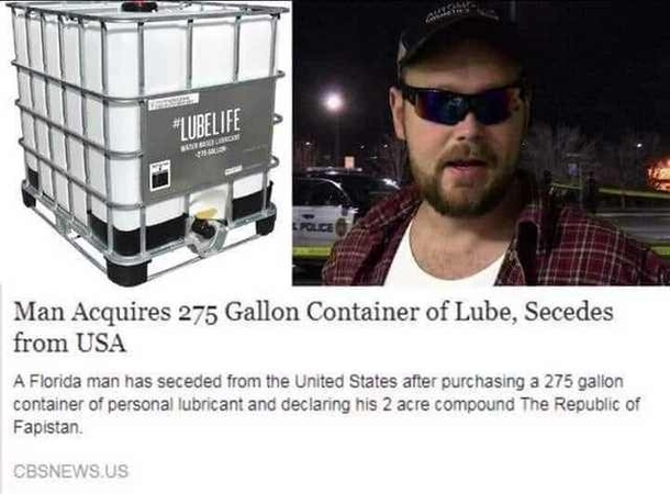 Florida man buys lube secedes