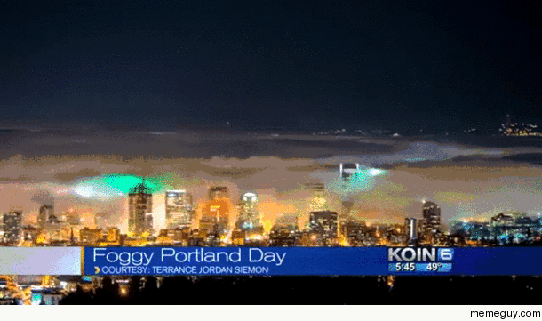 Fog rolling over Portland Oregon last weekend