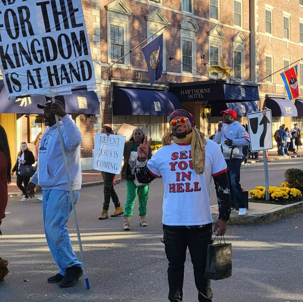 Folks protesting fun food and music in Salem MA