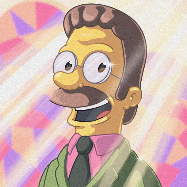 For any other character these holy rays of light would have been overkill but Flanders is practically the bibles best friend so I think it works drawing by iiinky_