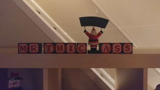 For anyone else whos mother has a decoration that spells out Christmas in blocks