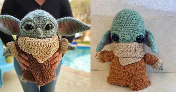 For Christmas my buddy ordered his sister a Baby Yoda off of Etsy This arrived a month and a half late