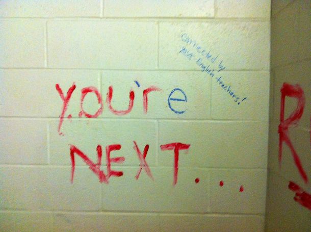 For Halloween the seniors painted messages on the walls Then this happened