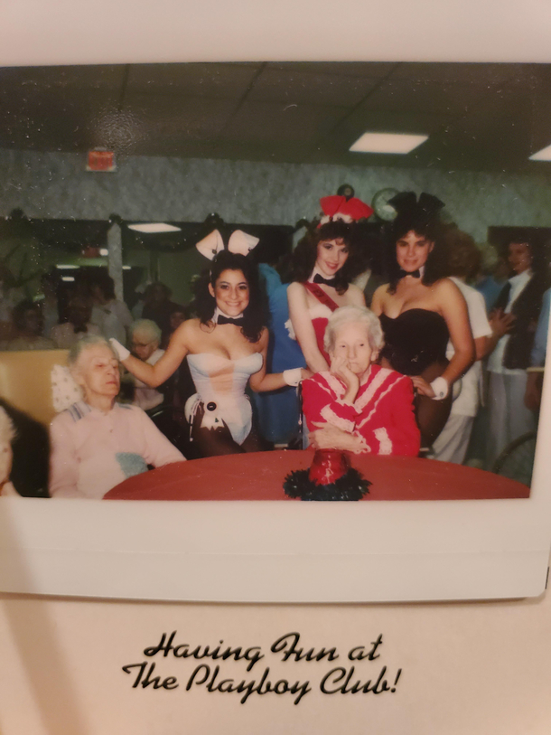 For some reason my Great Great Grandmothers Nursing Home was vistes by Playboy Bunnies in the s She red is clearly having none of it