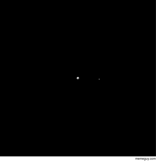 For the first time in human history we have a  close up of Pluto and its moon Charon