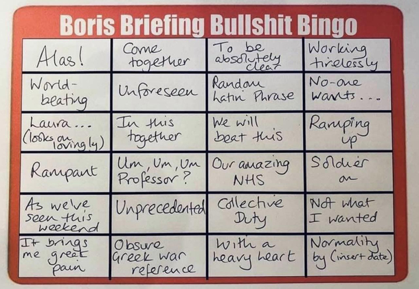 For those about to watch the UK PMs announcement heres your bingo drinking chart Gl