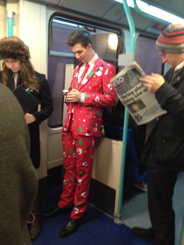 Forget your Xmas Jumper check this guy on the tube this morning 