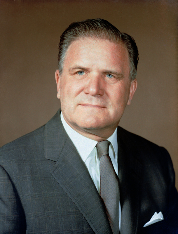 former head of NASA James Webb seen here before transforming into a giant space telescope