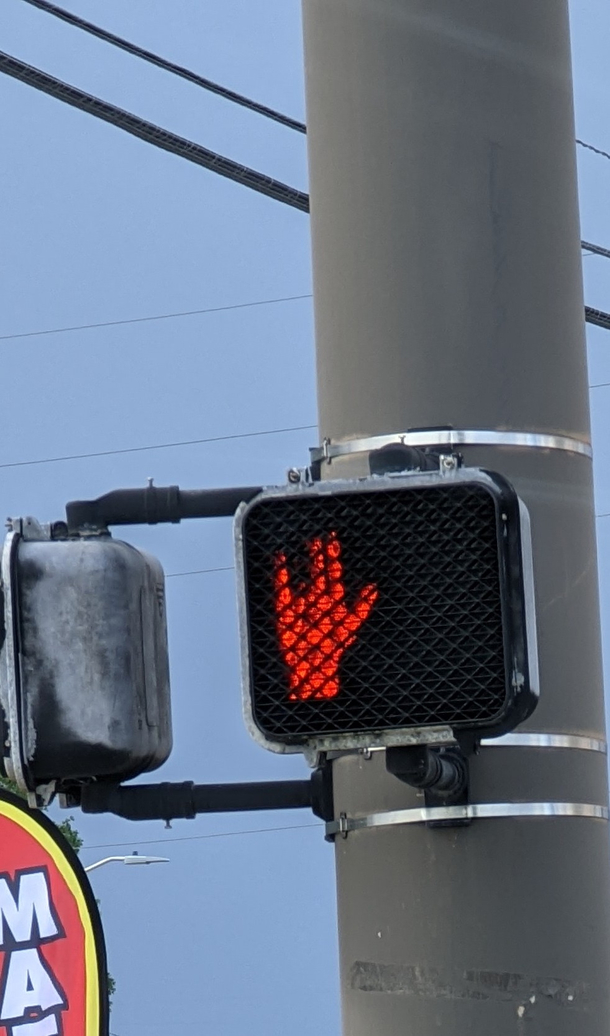 Found a shocking crosswalk sign this morning