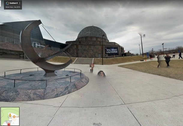 Found a woman seemingly sinking through the cement on Google Street View today