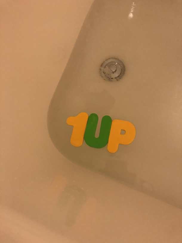 Found an extra life in my kids bath