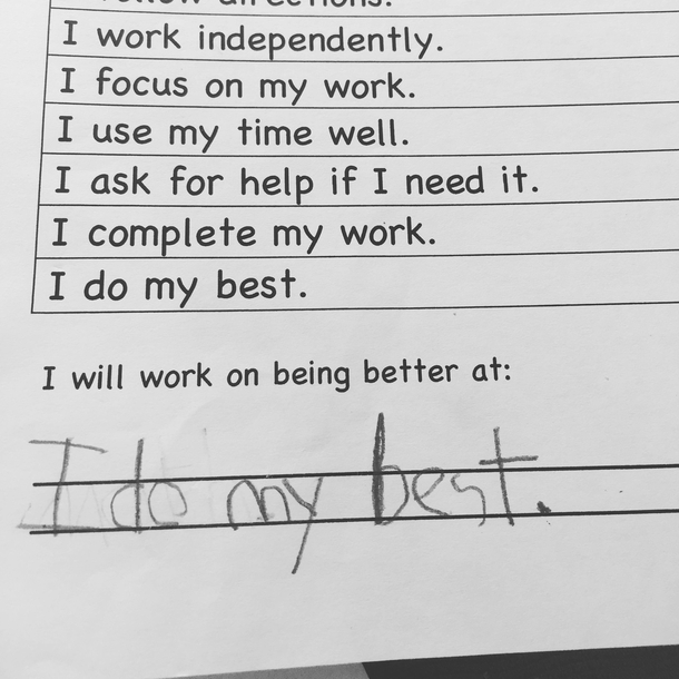 Found in my daughters old pile of homework from second grade