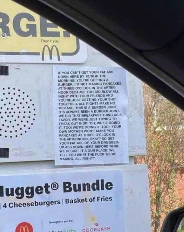 Found on a McDonalds drive-thru