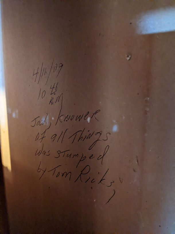 Found on the back of drywall in our new house Josh knower of all things was officially stumped