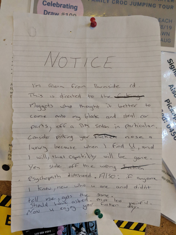 Found the most Australian written notice up in a NT truck-stop