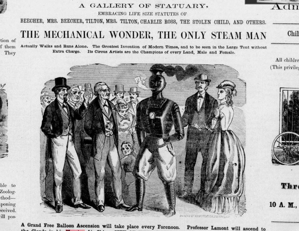 Found this advert in an  paper for the Steam Man Wonder how many people fell for it The greatest invention of Modern Times