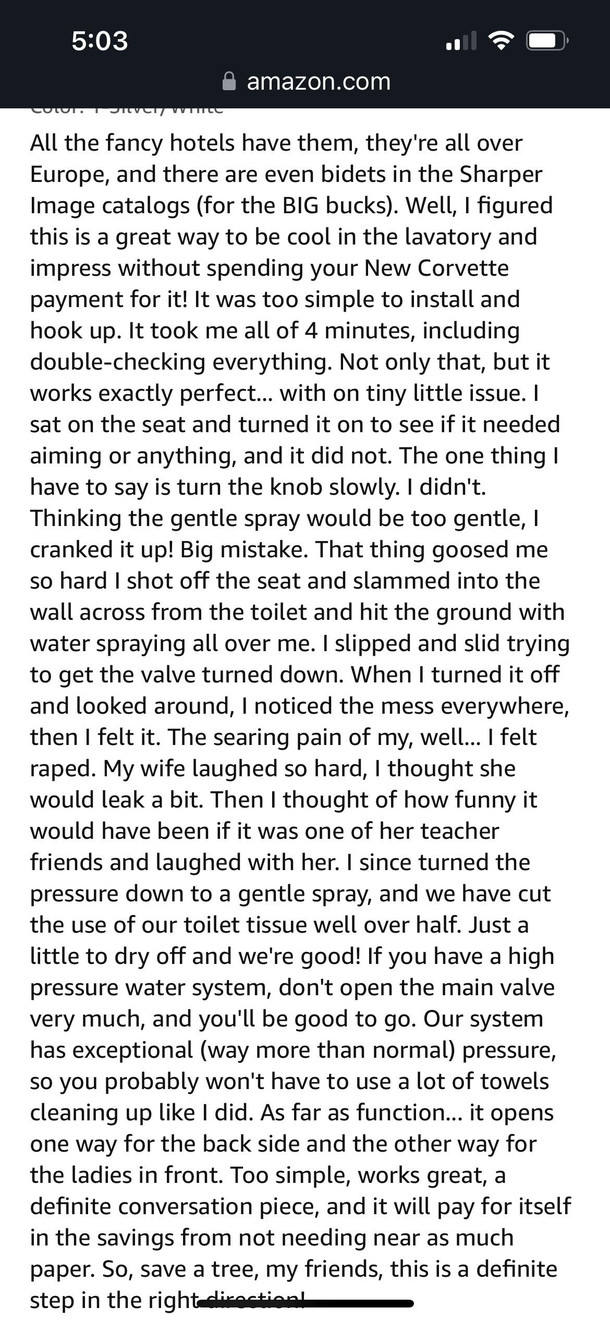 Found this bidet review on Amazon